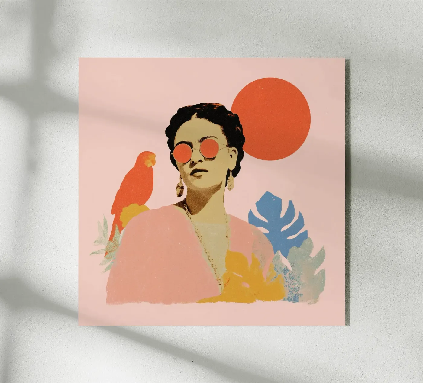 Frida Kahlo in the Tropics – Modern Portrait acryl van Studio Remiér