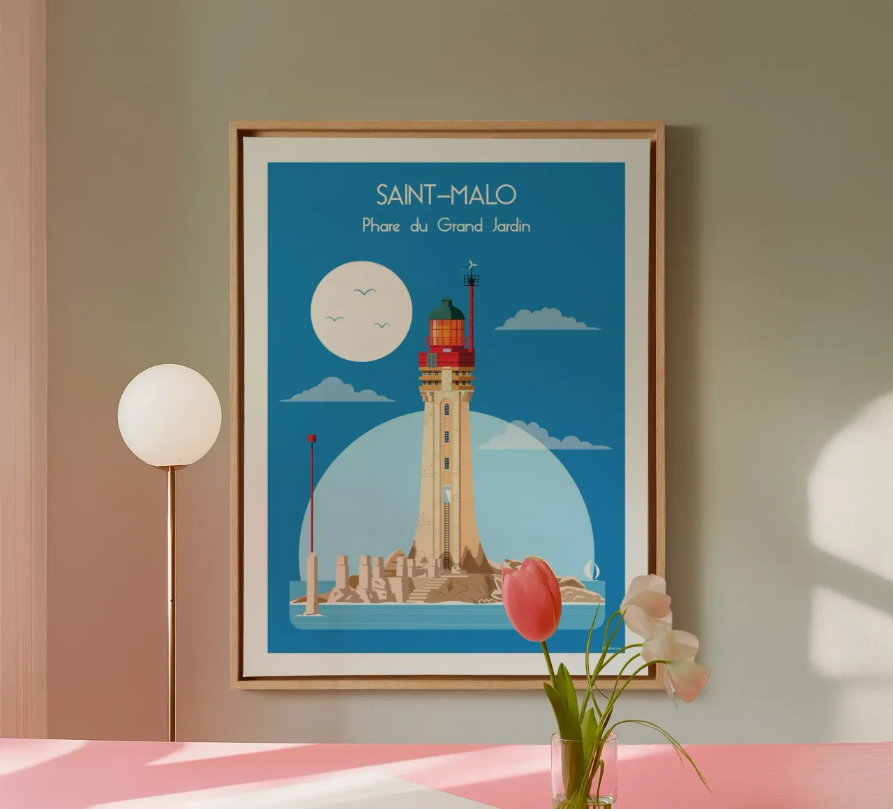 Leuchtturm des Großen Gartens Leinwand mit Schattenfugenrahmen von Raphaël Delerue