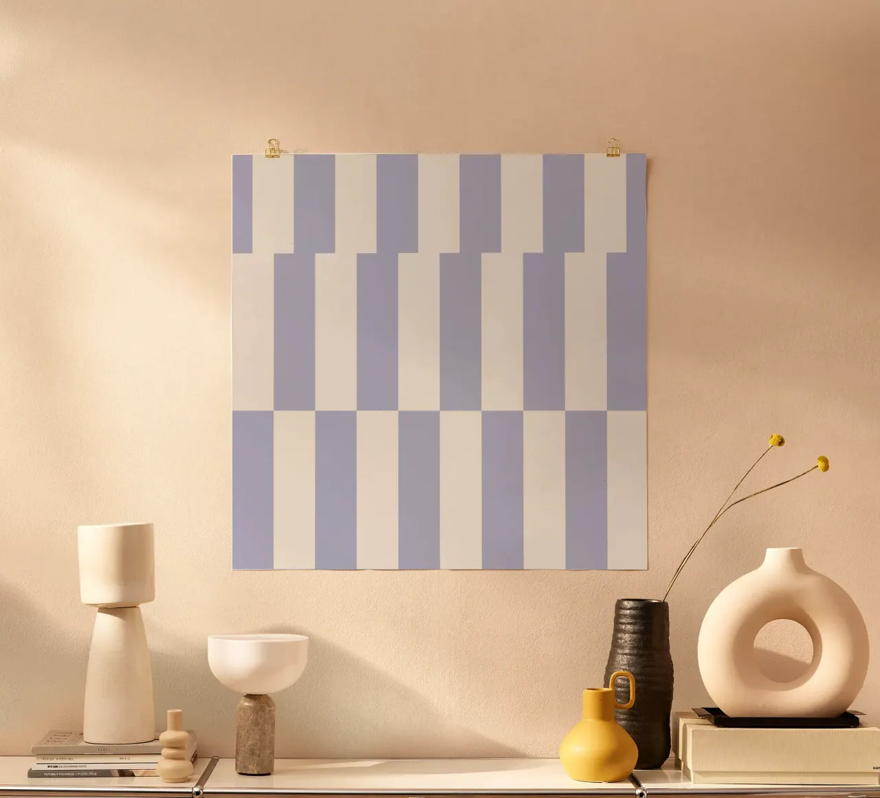 Stripes Lilac poster con telaio in legno da Studio ROSAGRAU