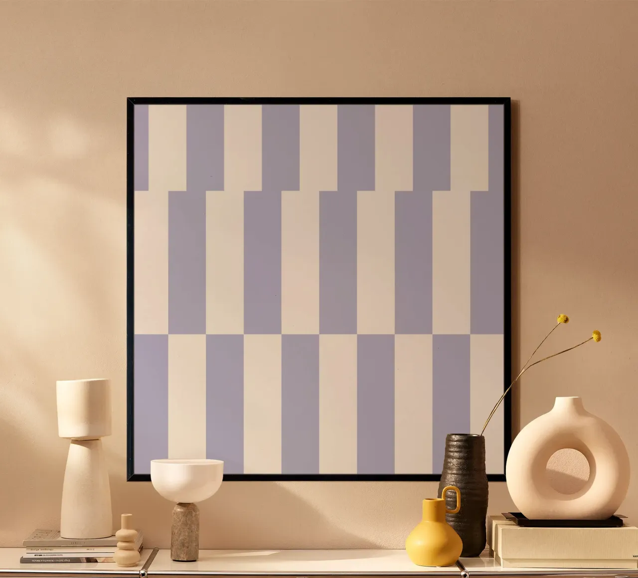 Stripes Lilac poster con telaio in legno da Studio ROSAGRAU