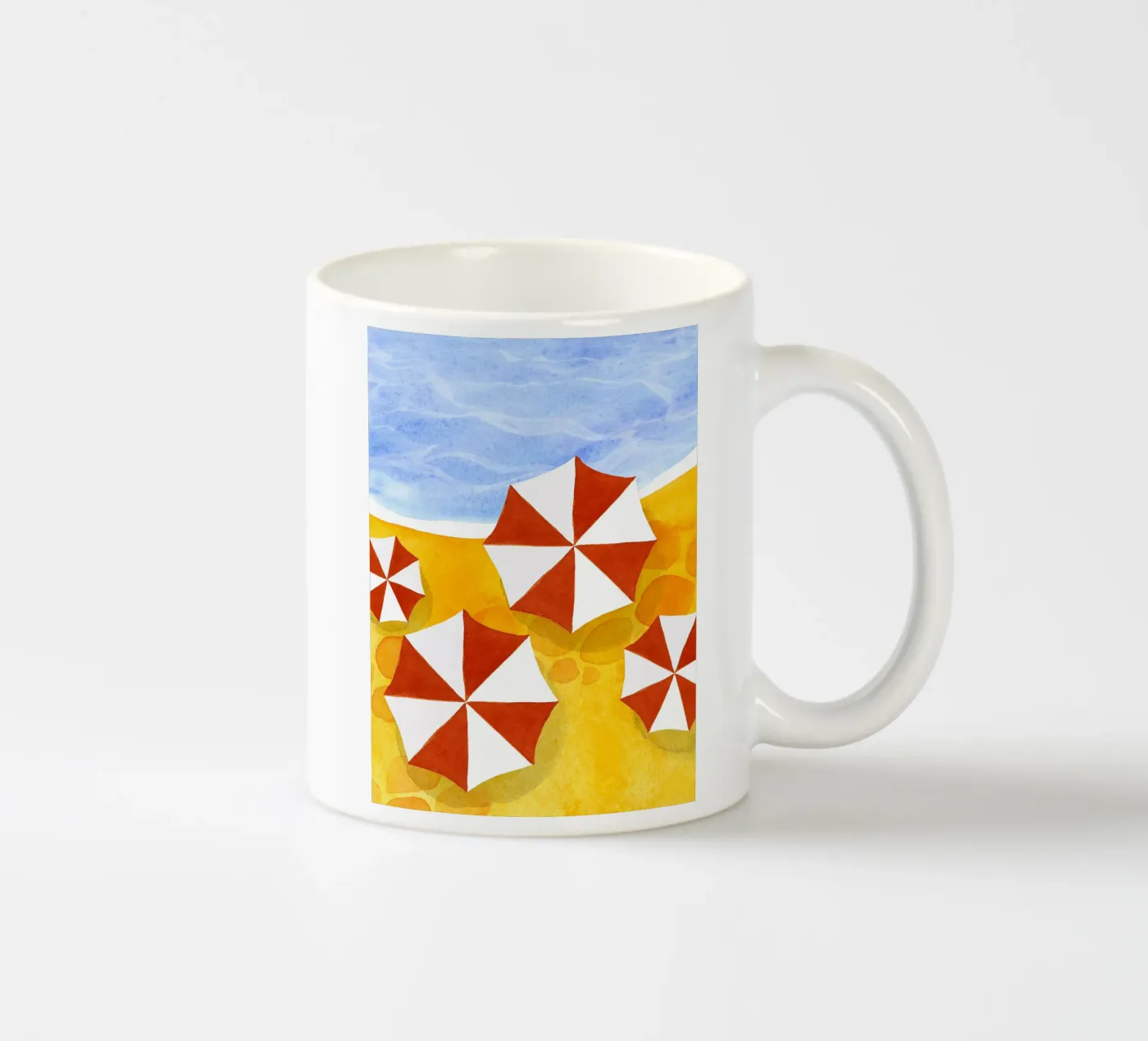 Umbrellas ceramic mug by Ekaterina Koroleva