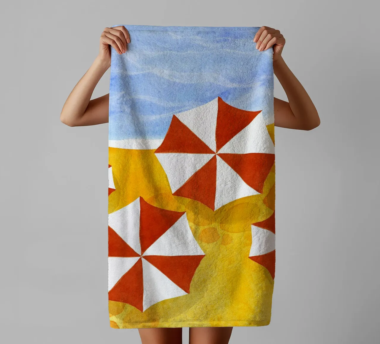 Umbrellas towel by Ekaterina Koroleva