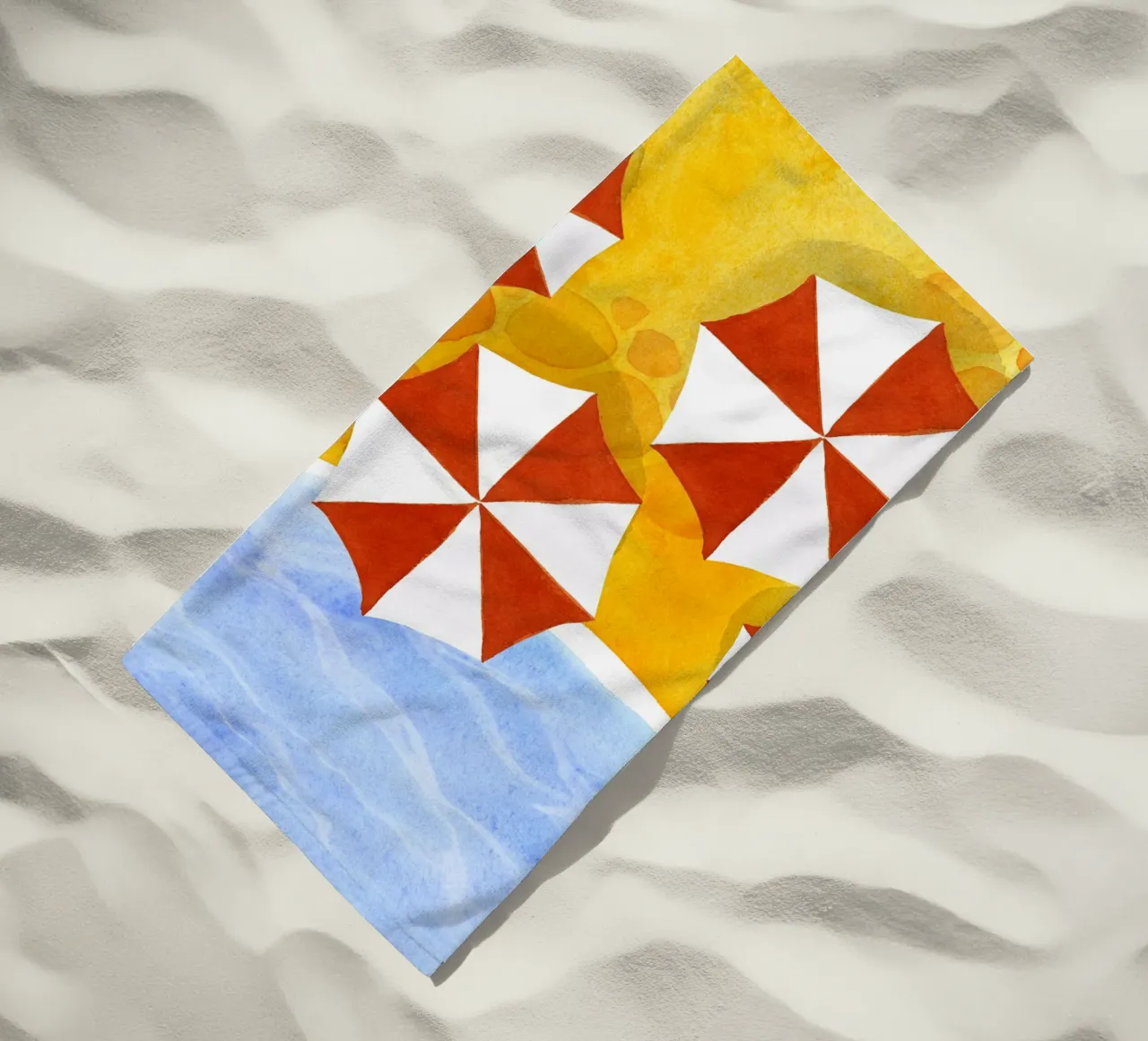 Umbrellas beach towel by Ekaterina Koroleva