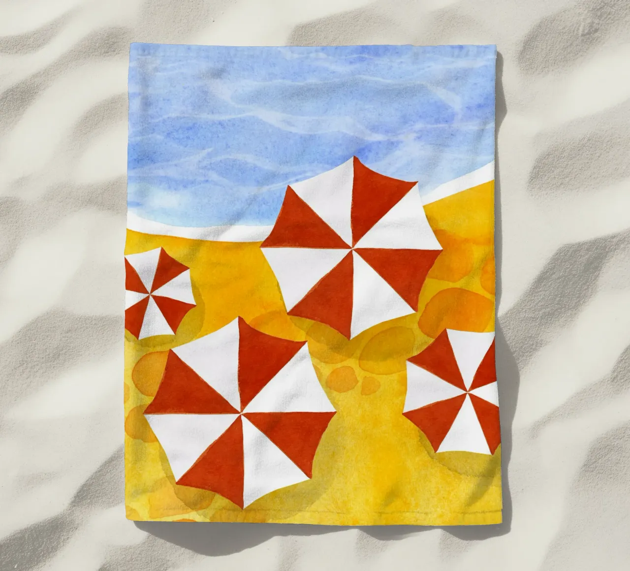 Umbrellas beach towel by Ekaterina Koroleva