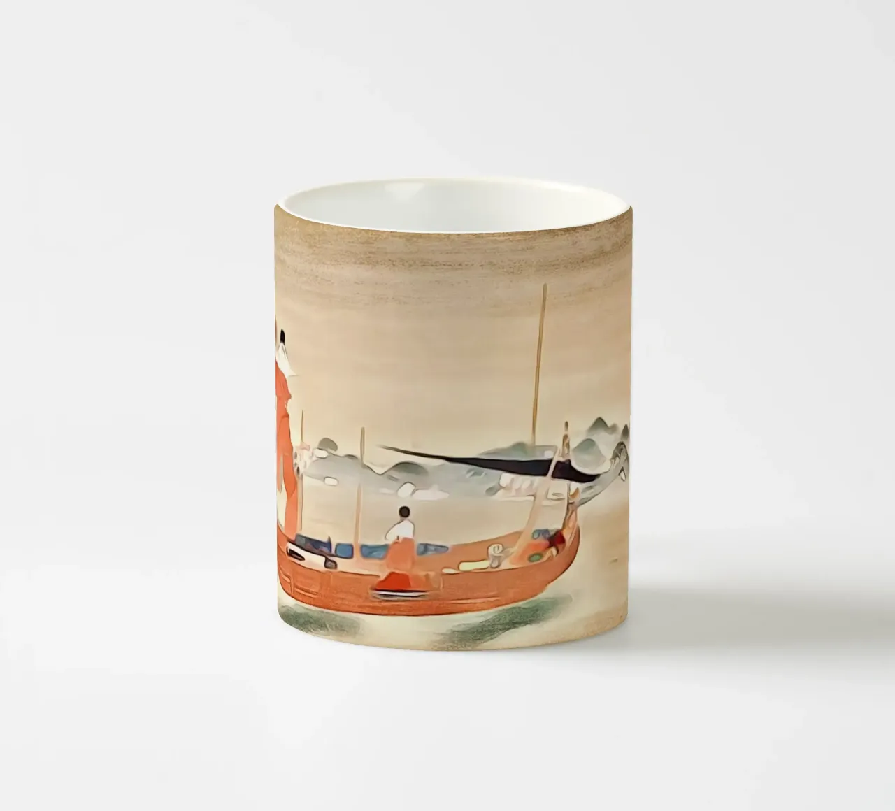 Fisherman casts net ceramic mug by ZAMART