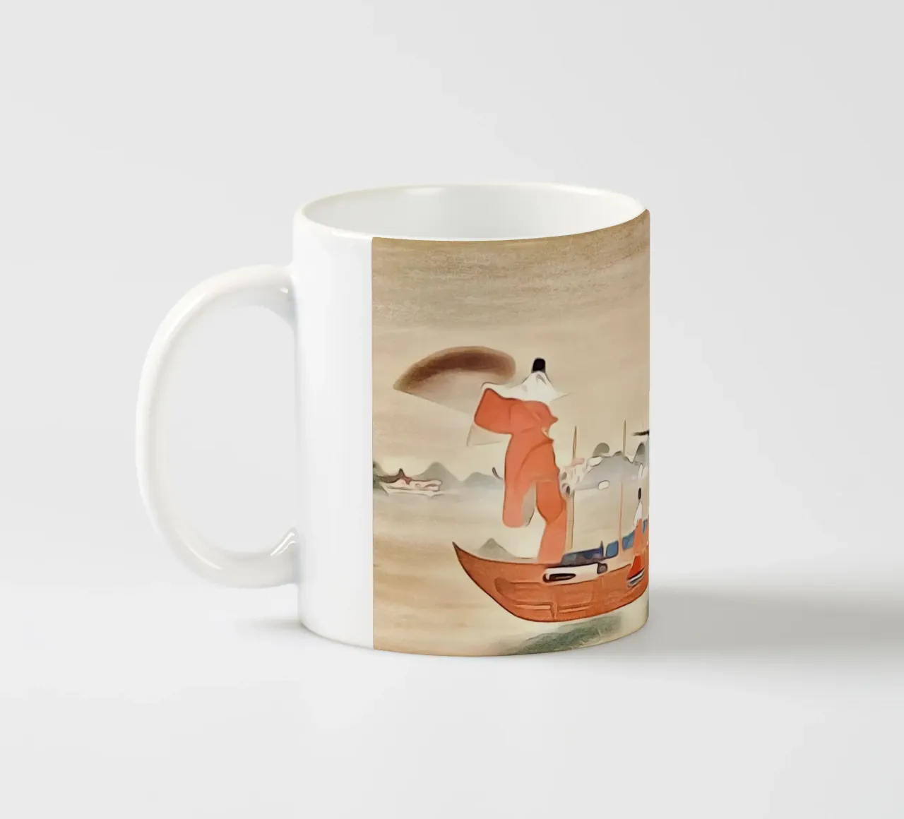 Fisherman casts net ceramic mug by ZAMART