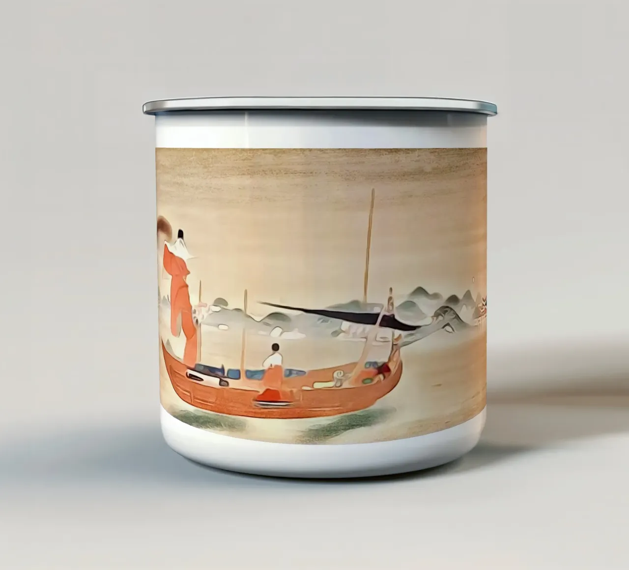 Un pêcheur jette un filet mug en émail de ZAMART