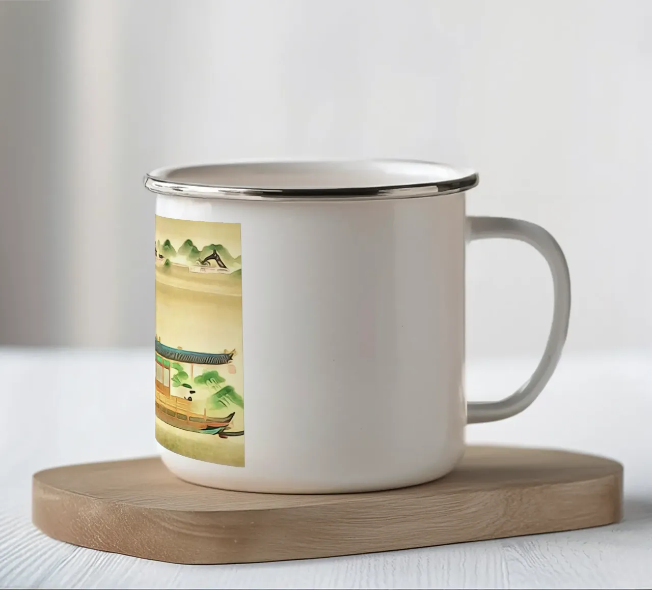 Boat on the Mekong enamel mug by ZAMART