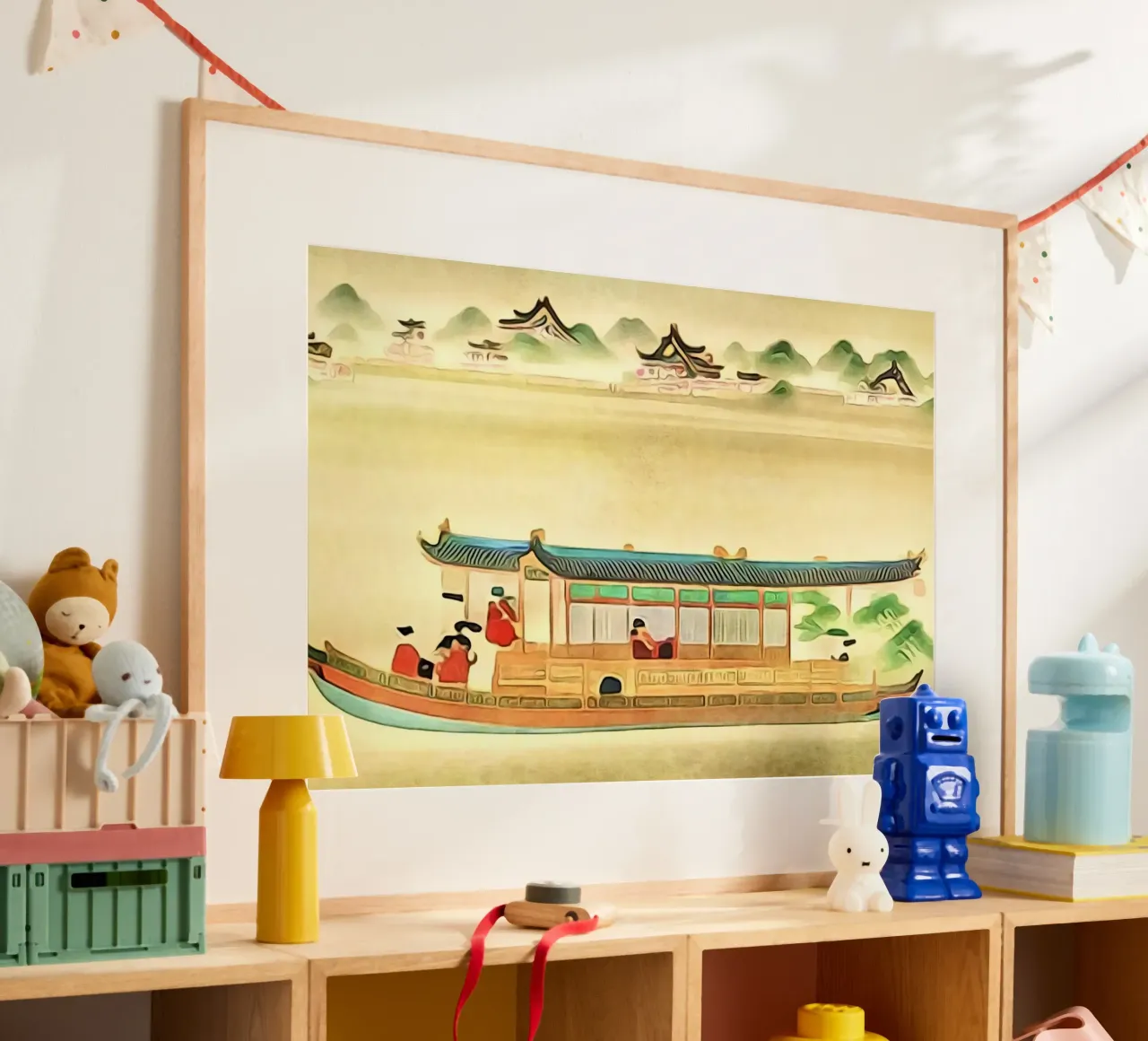 Barca sul Mekong poster con telaio in alluminio da ZAMART