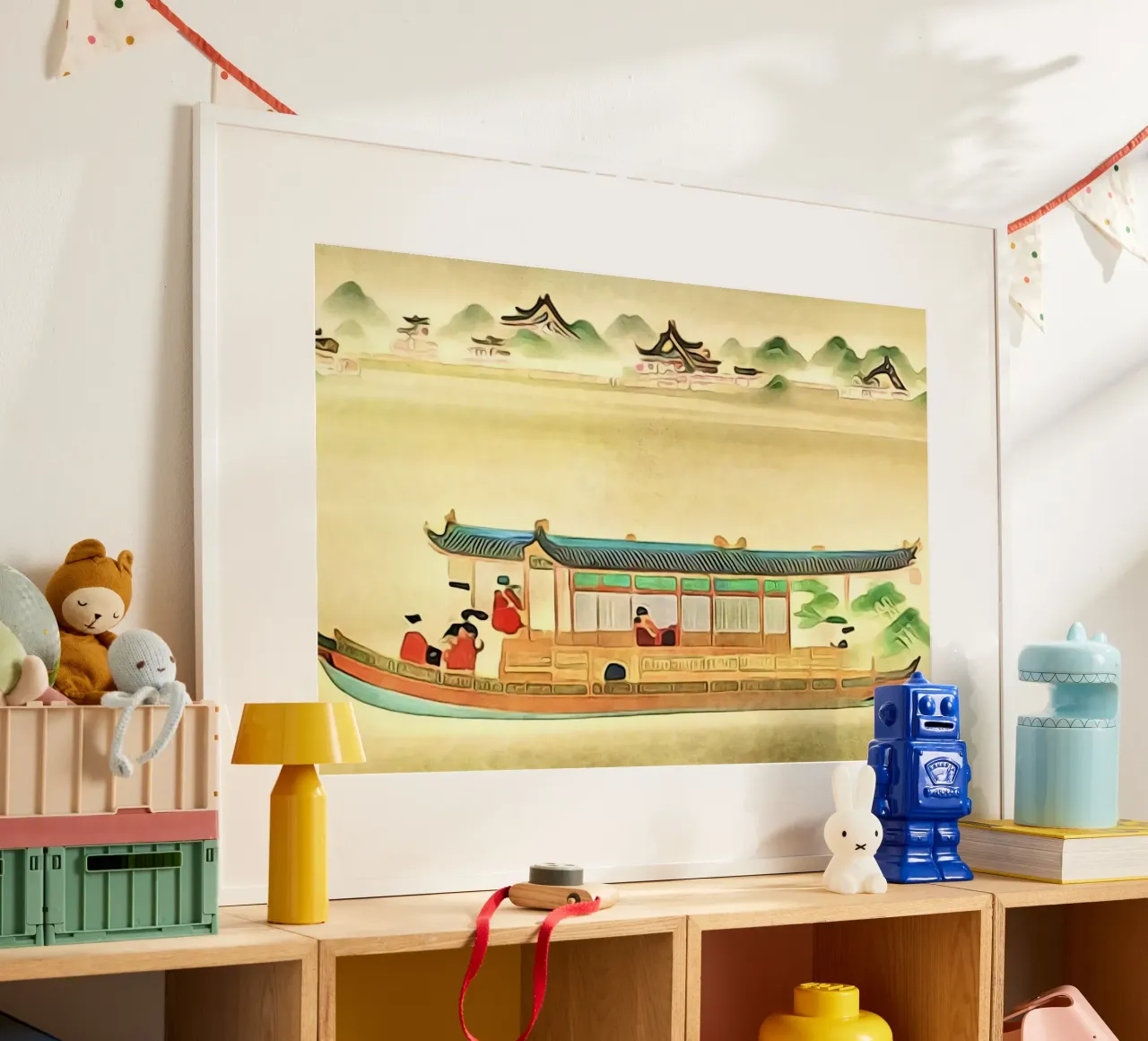 Barca sul Mekong poster con telaio in alluminio da ZAMART