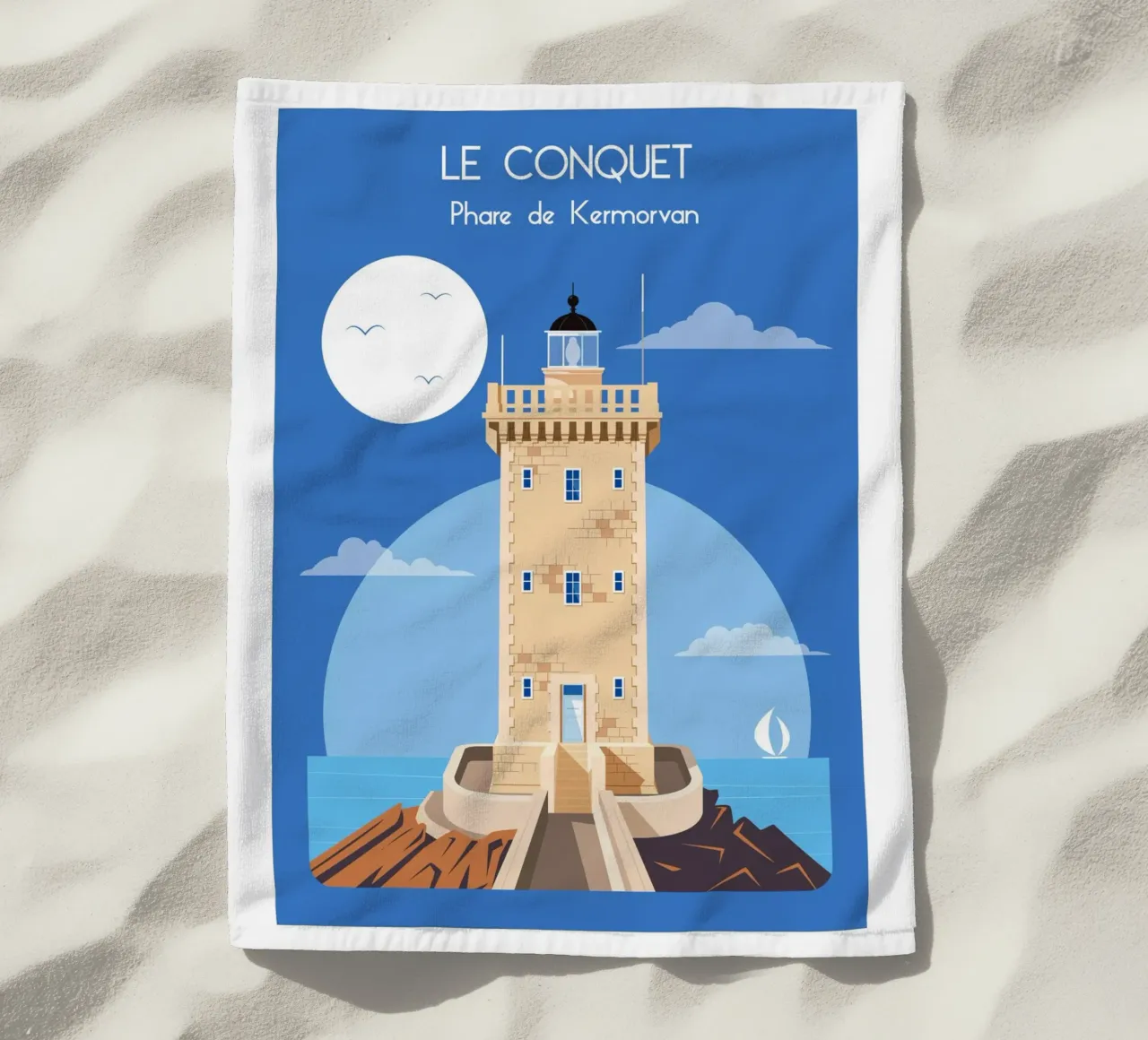 Phare the Kermovan beach towel by Raphaël Delerue