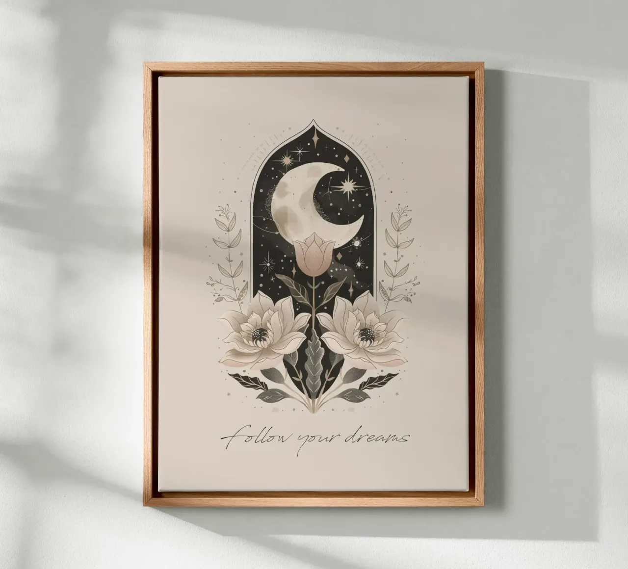 Dreams Leinwand mit Schattenfugenrahmen von artographiePapeterie