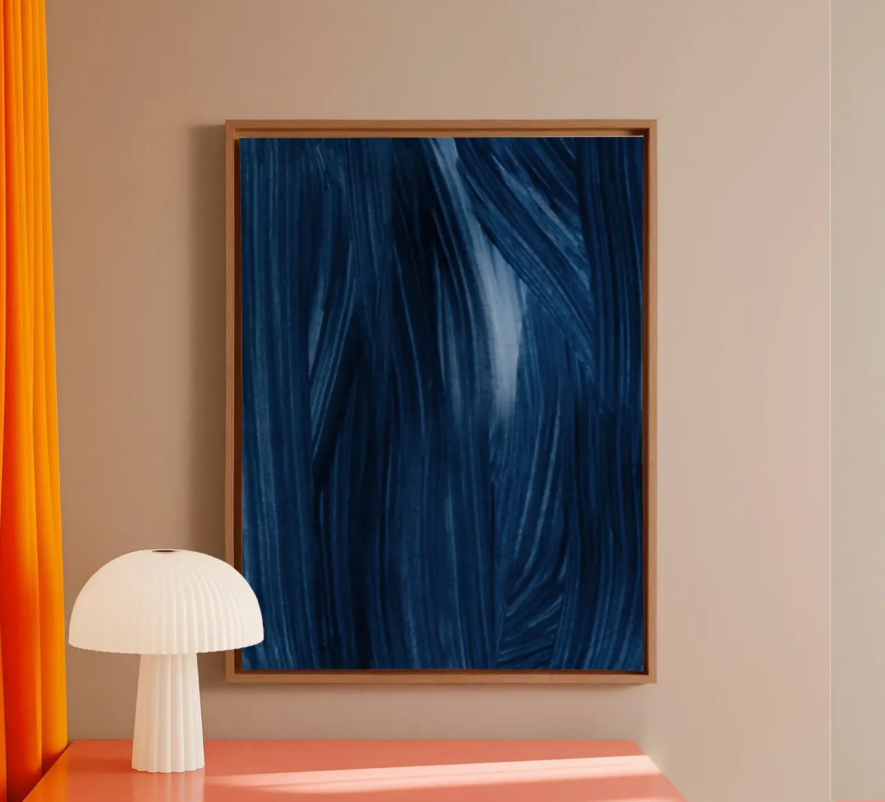 Just Indigo 7 | Minimalist Watercolor tela con Cornice a cassetta da sabidussi