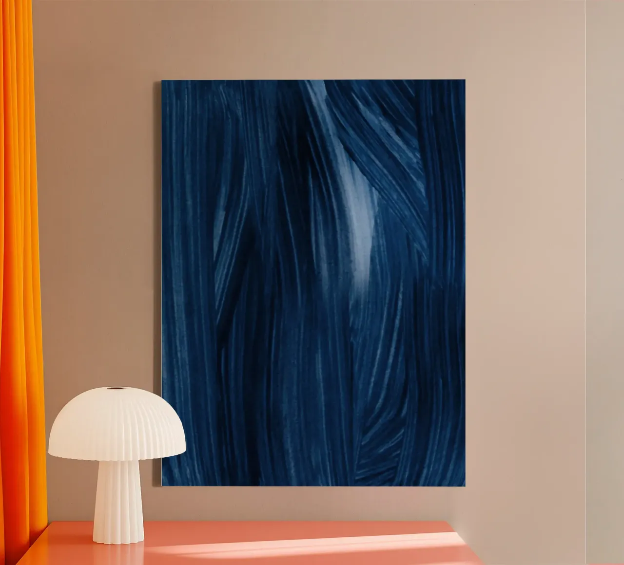 Just Indigo 7 | Minimalist Watercolor tela con Cornice a cassetta da sabidussi