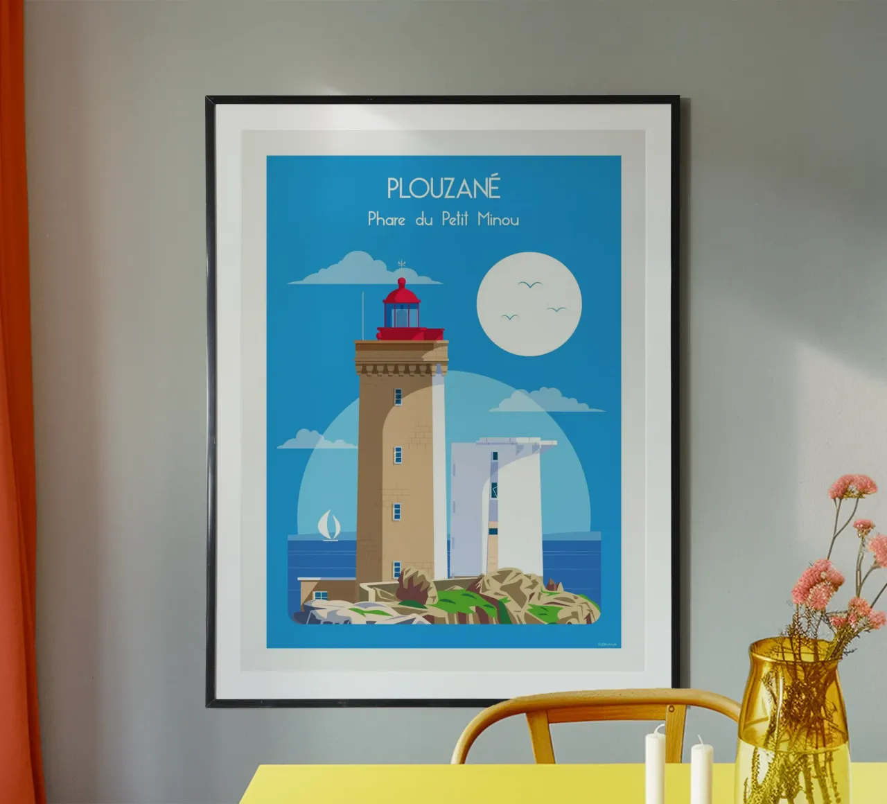 Faro di Petit Minou carta hahnemühle da Raphaël Delerue
