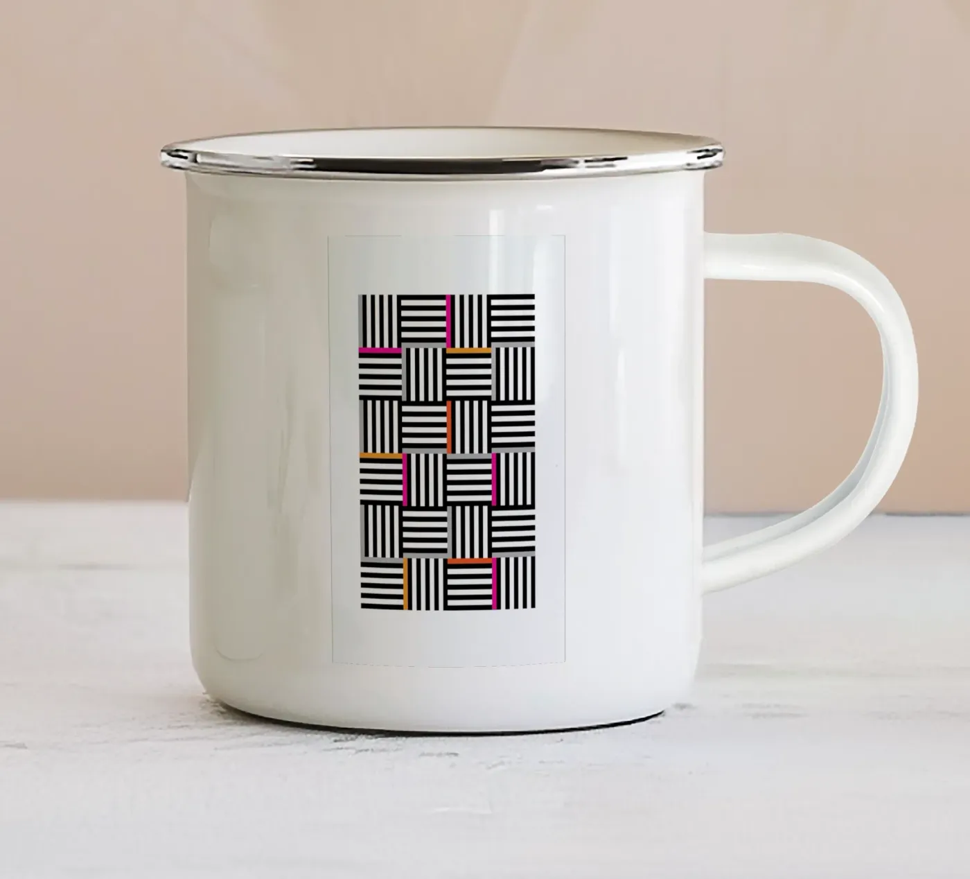 Zebra Squared enamel mug by Visual Philosophy