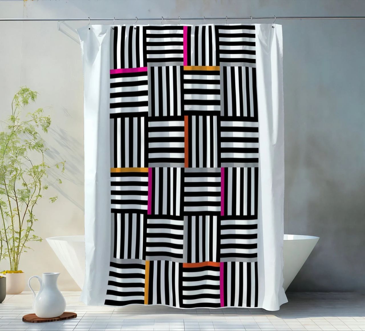 Zebra Squared cortina de baño de Visual Philosophy