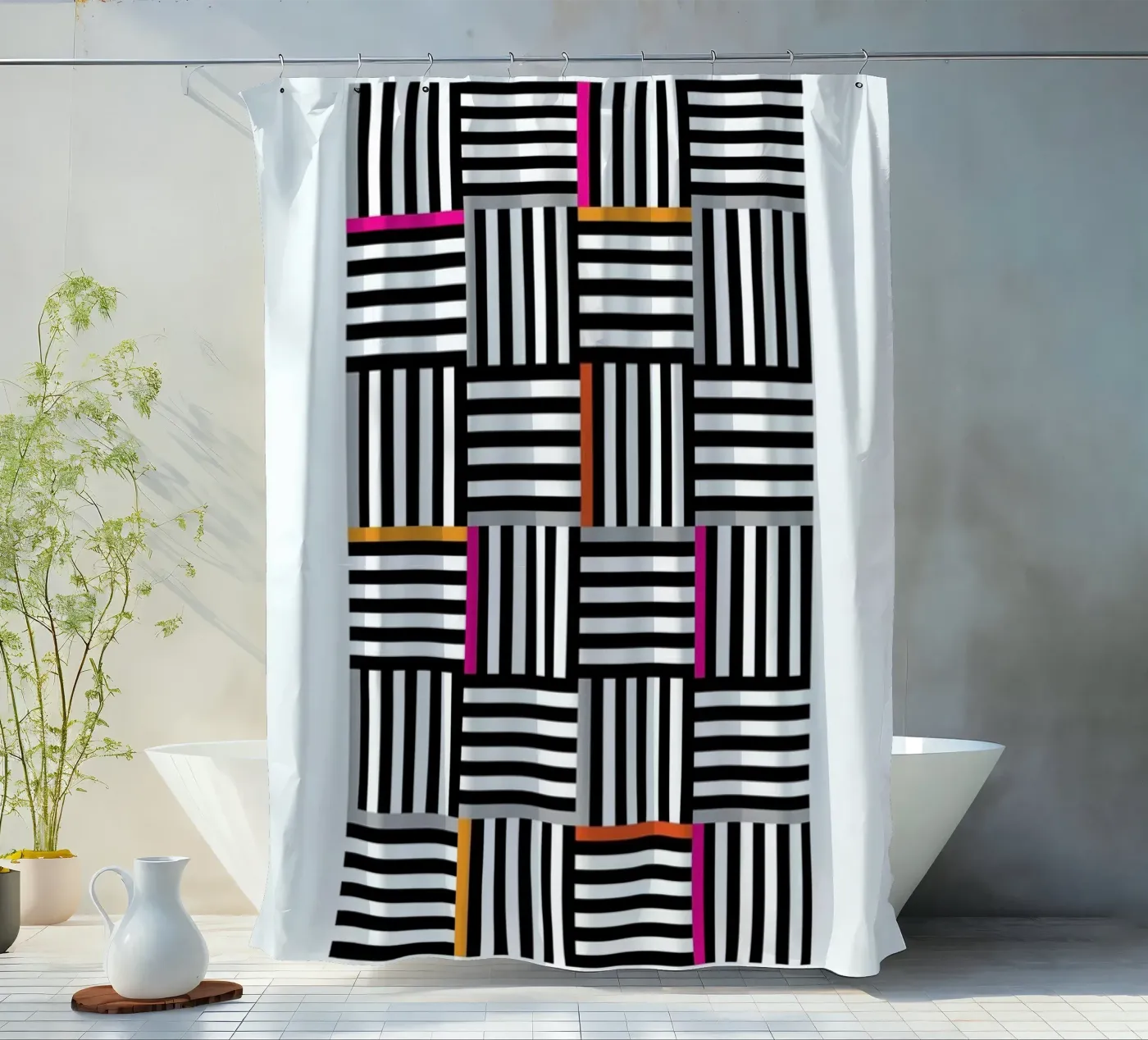 Zebra Squared Duschvorhang von Visual Philosophy
