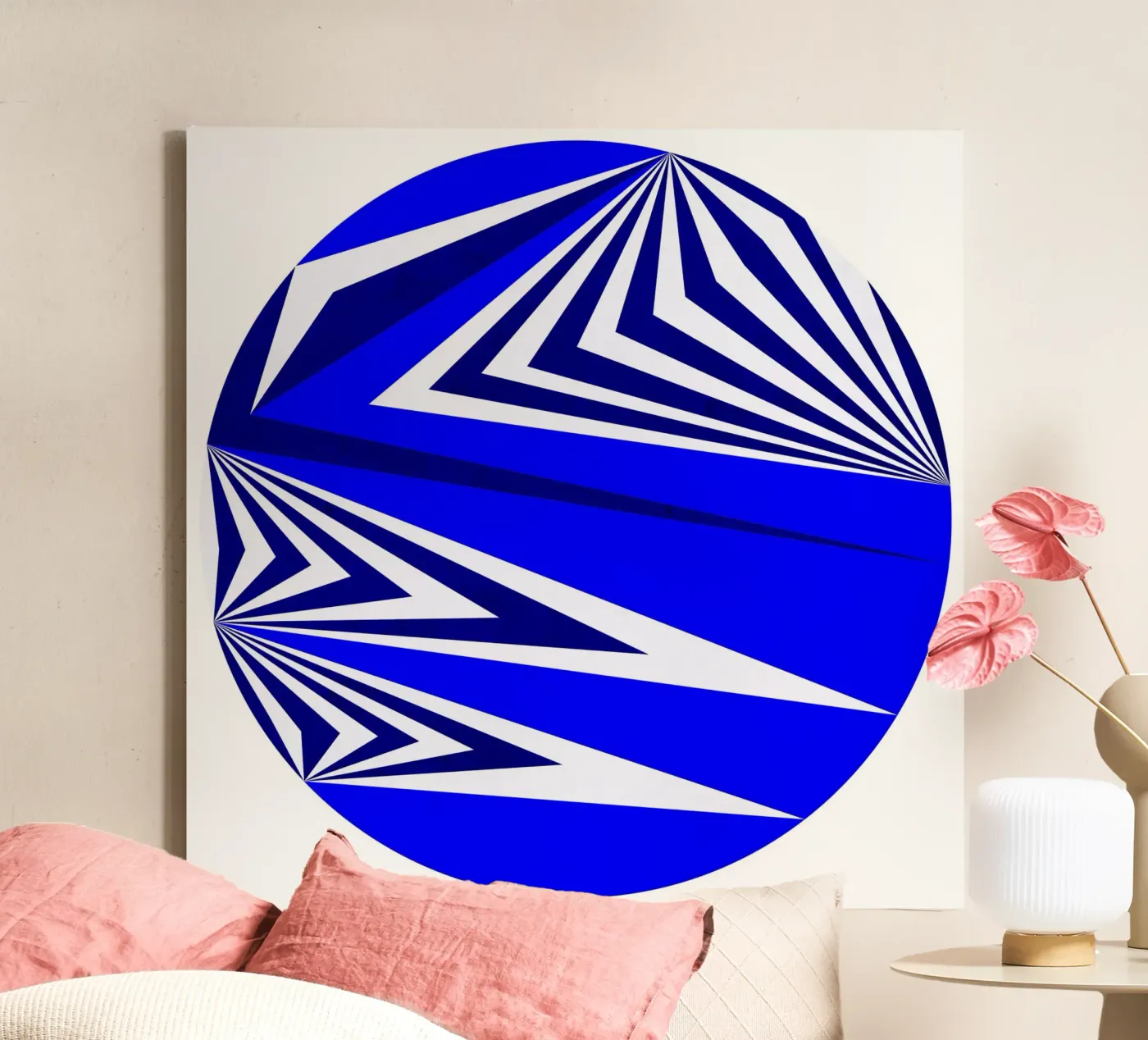 Abstract Blue tela da Lines Inside
