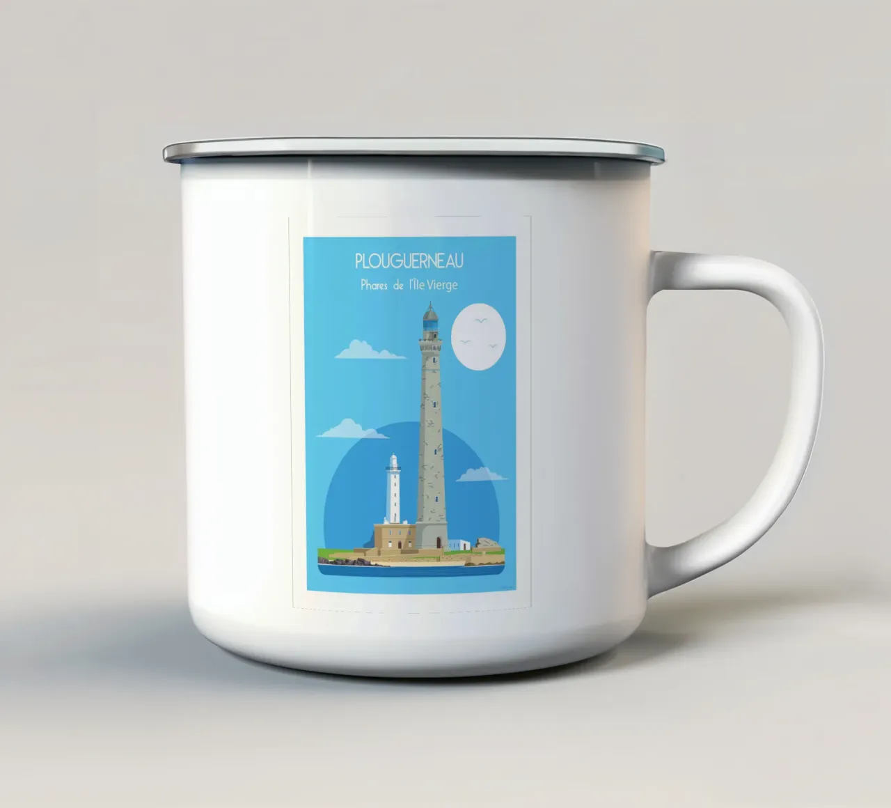 Faro dell'Île Vierge tazza in smalto da Raphaël Delerue