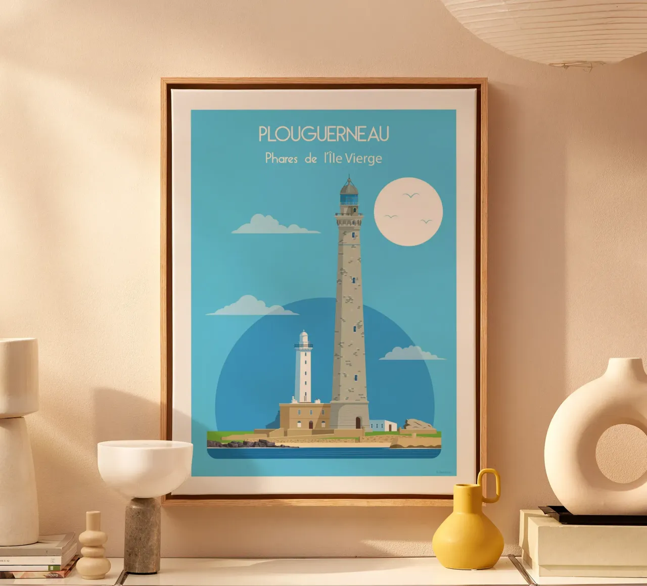 Faro dell'Île Vierge tela con Cornice a cassetta da Raphaël Delerue