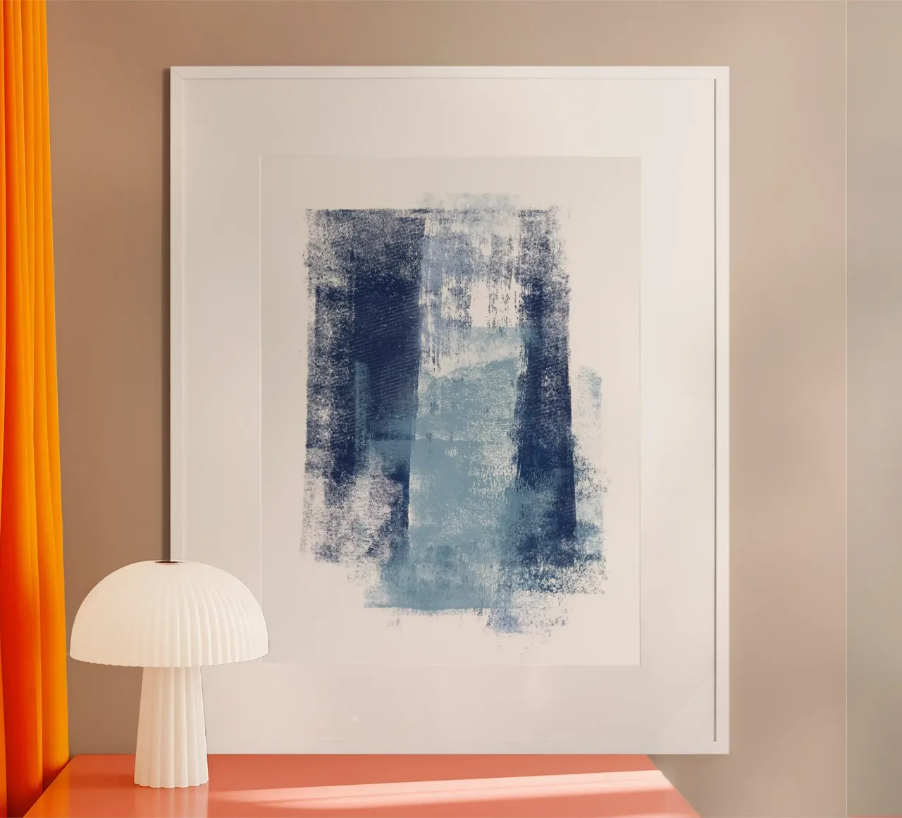 Just Blue and White 1 poster con telaio in alluminio da sabidussi