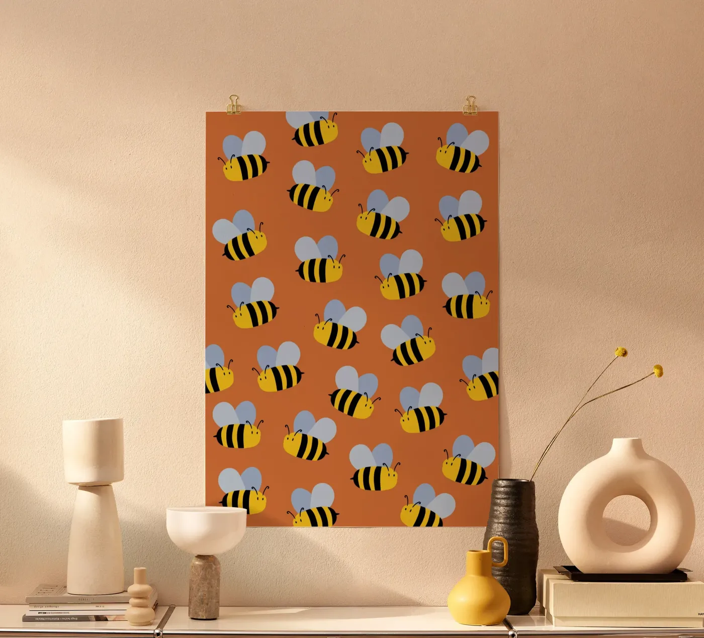 Cute bees poster da Happypatterns
