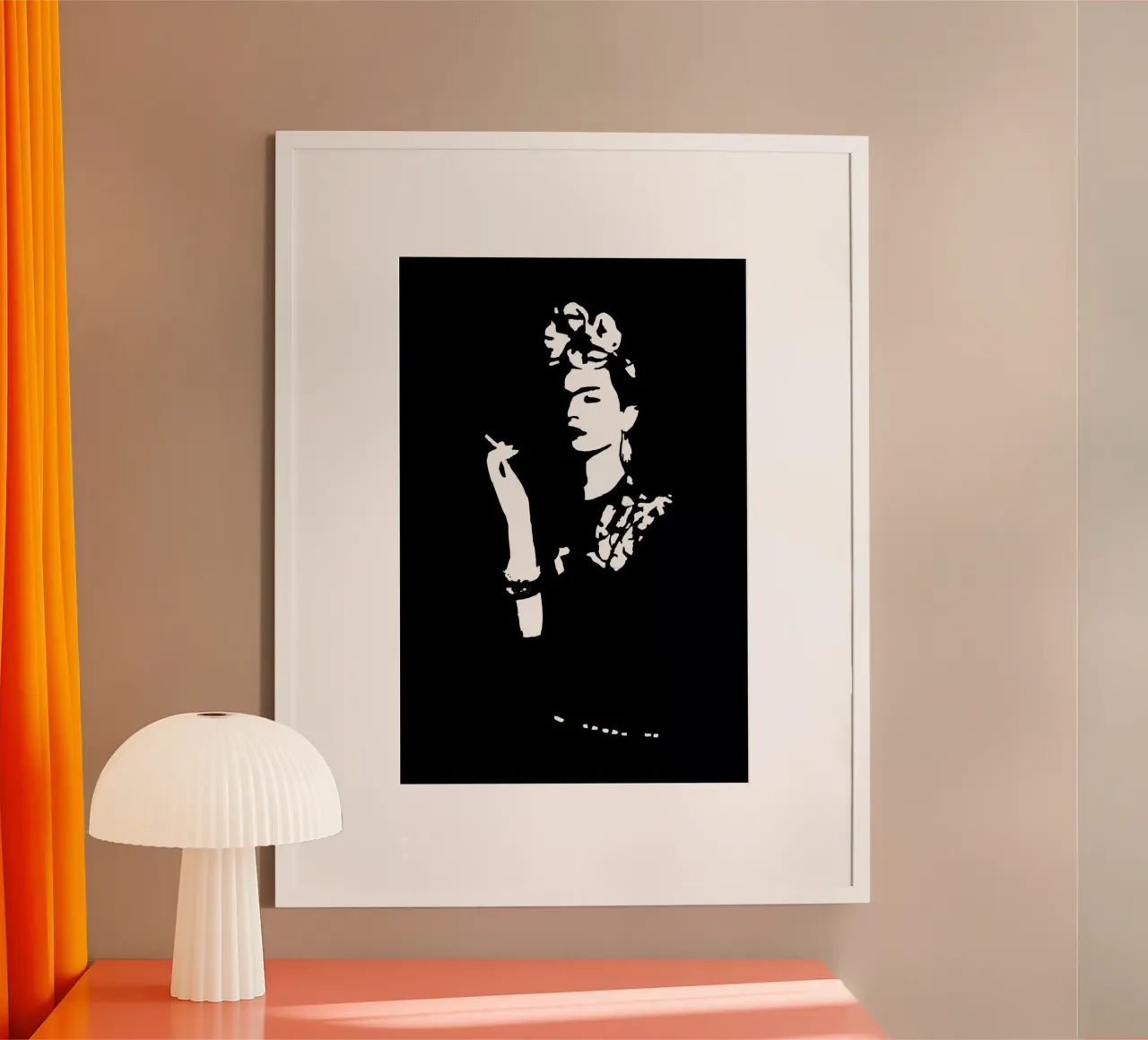 Frida and her Thoughts poster con telaio in plastica da Second Canvas