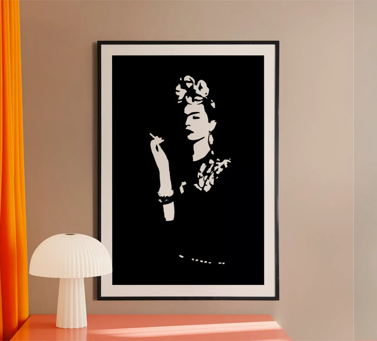Frida and her Thoughts poster con telaio in plastica da Second Canvas