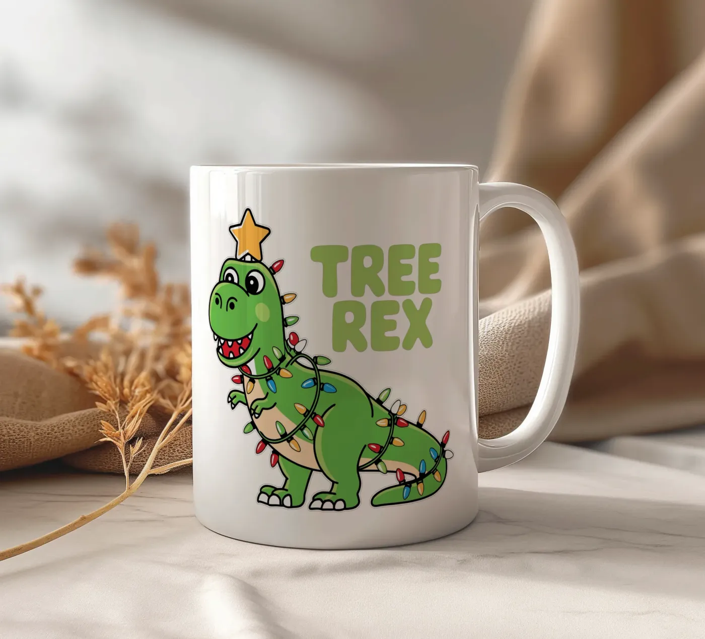 Cute Tree Rex ceramic mug by edsonramosart