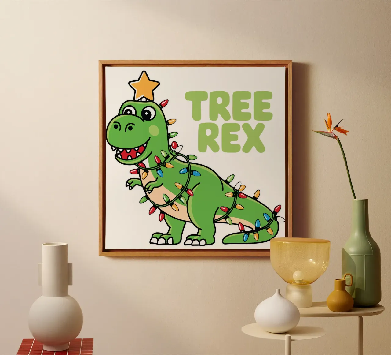 Cute Tree Rex tela con Cornice a cassetta da edsonramosart