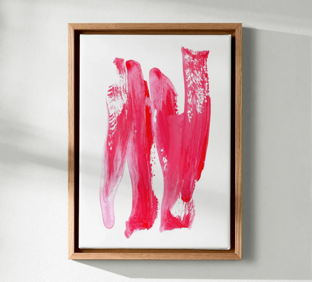 Pink 2 | Acrylic Brush Stroke Abstract Leinwand mit Schattenfugenrahmen von sabidussi