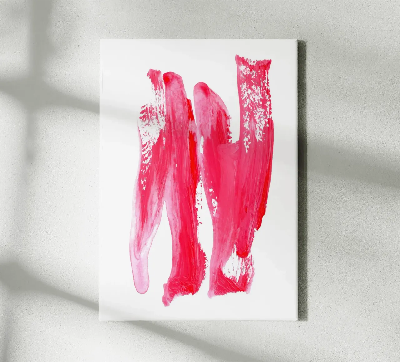 Pink 2 | Acrylic Brush Stroke Abstract Leinwand mit Schattenfugenrahmen von sabidussi