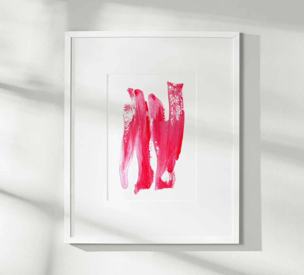 Pink 2 | Acrylic Brush Stroke Abstract poster con telaio in legno da sabidussi