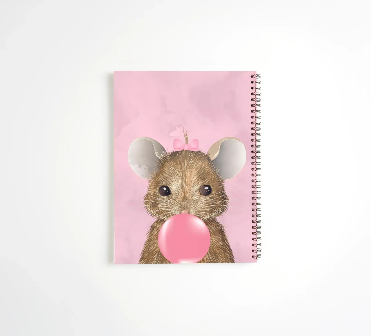 Cute mouse with chewing gum - a playful highlight spiral notebook by kisho art