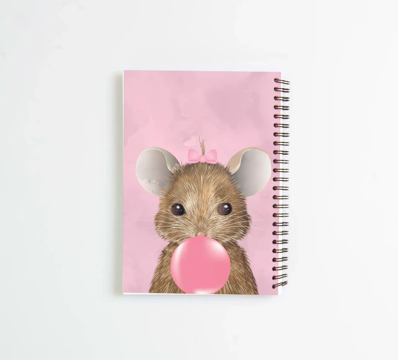 Cute mouse with chewing gum - a playful highlight spiral notebook by kisho art