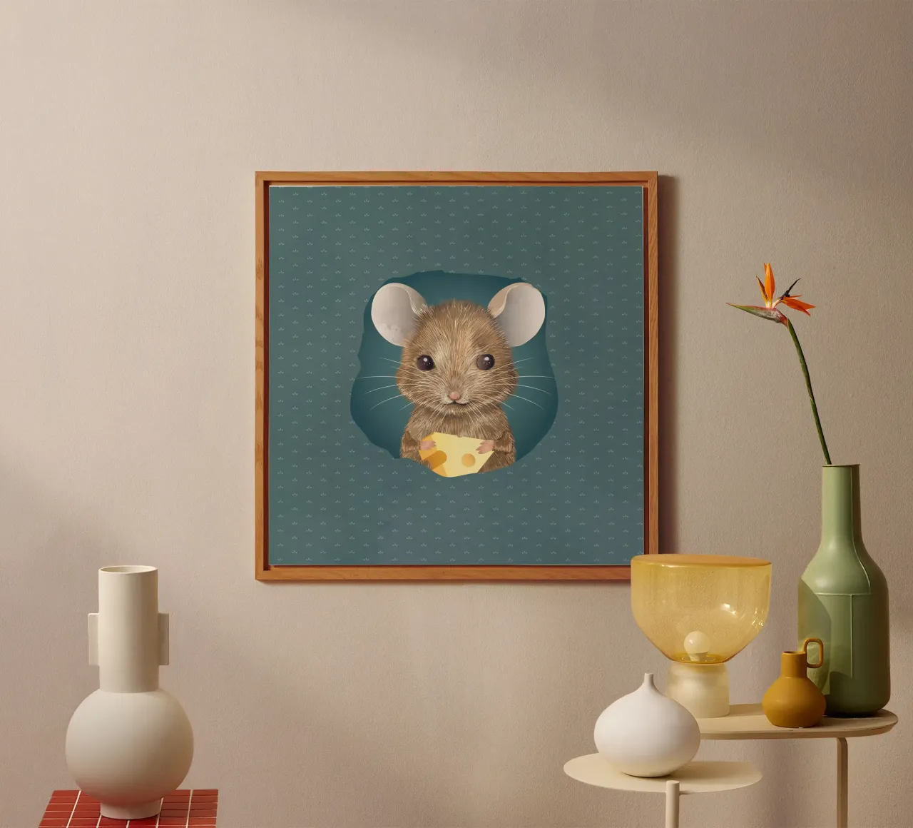Charmante souris au fromage - Ton adorable décoration murale panneau forex de kisho art
