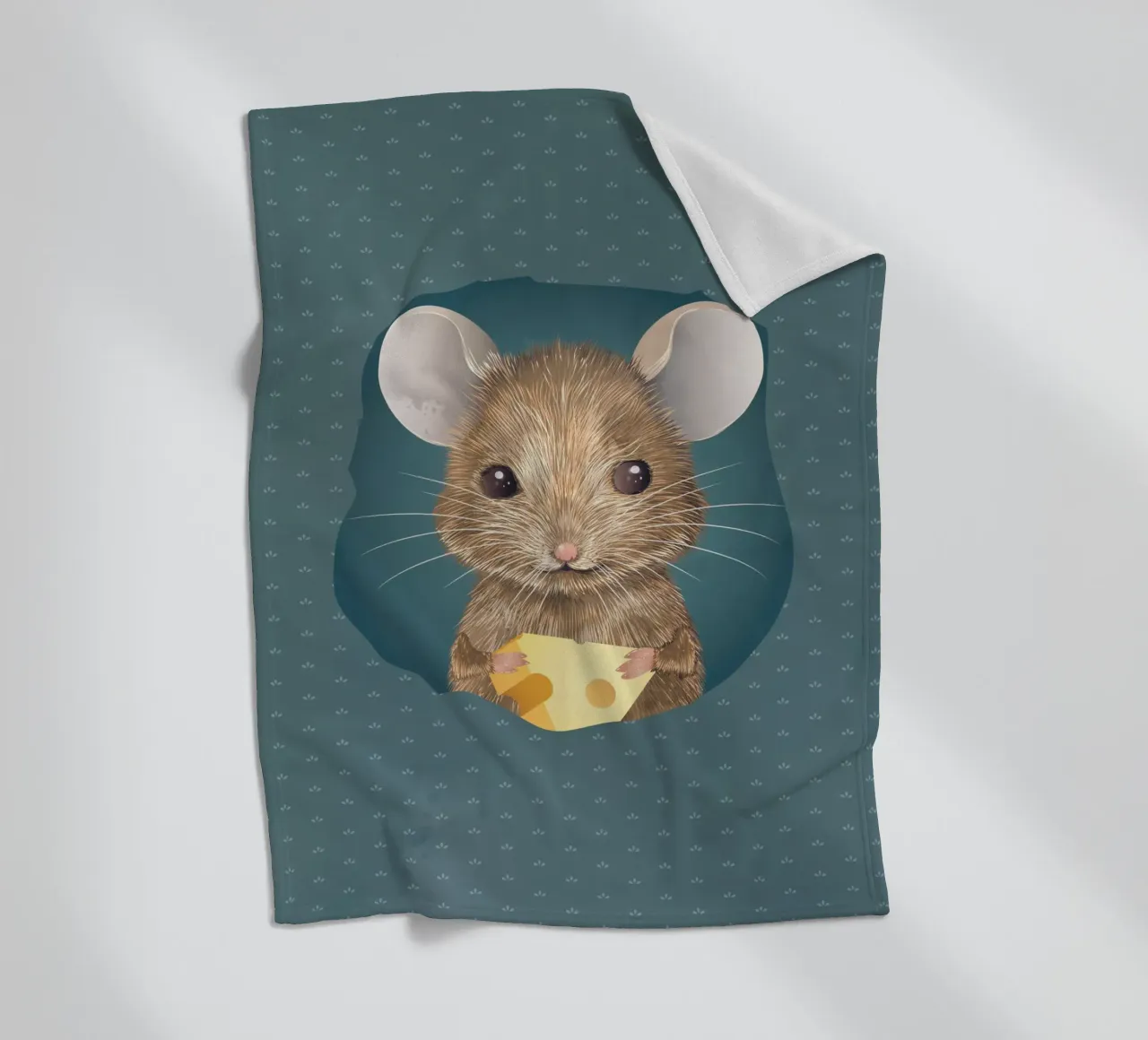 Incantevole topo con formaggio - la tua simpatica decorazione da parete coperta in pile da kisho art