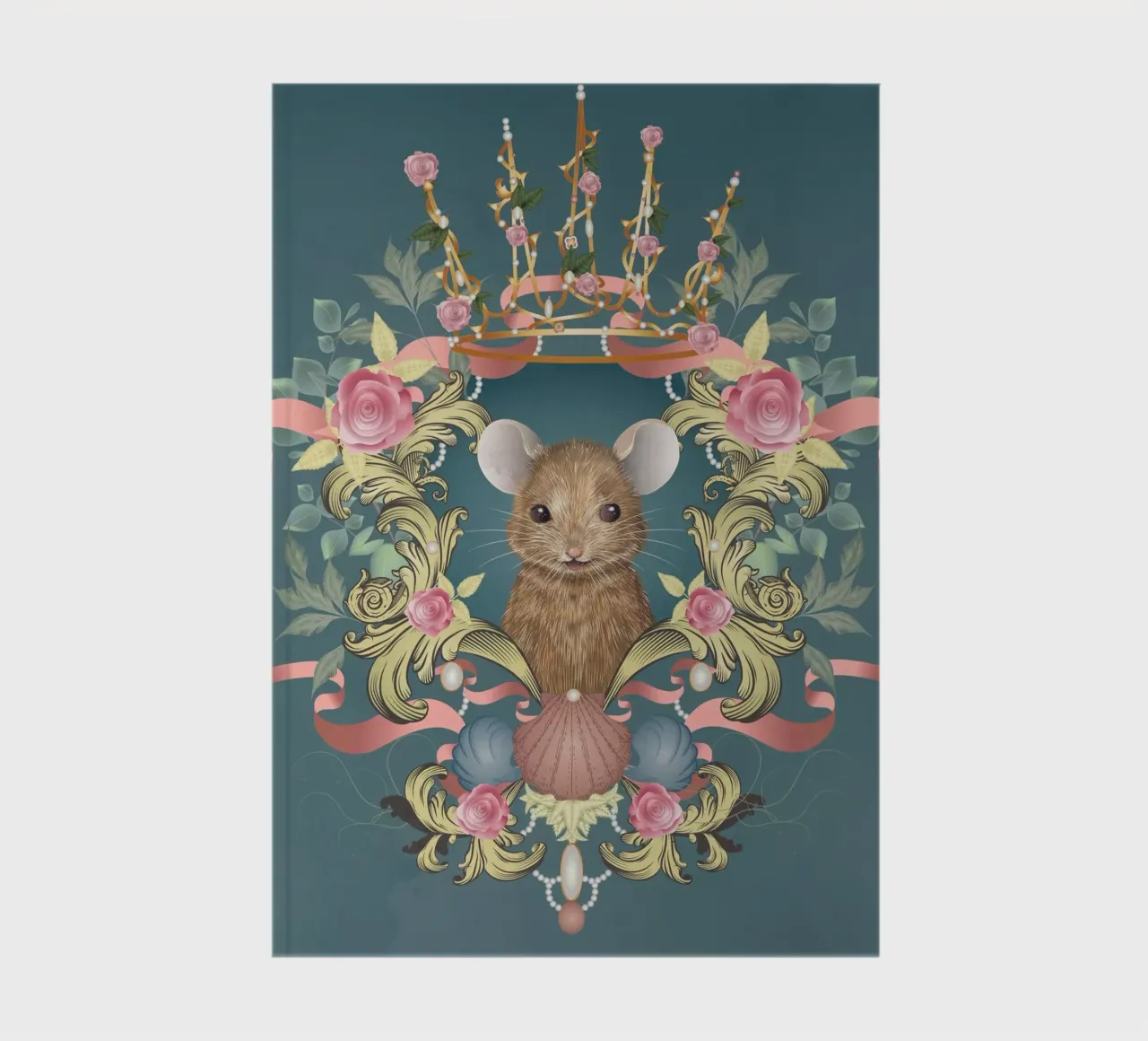 Souris majestueuse dans un cadre baroque carnet de notes de kisho art