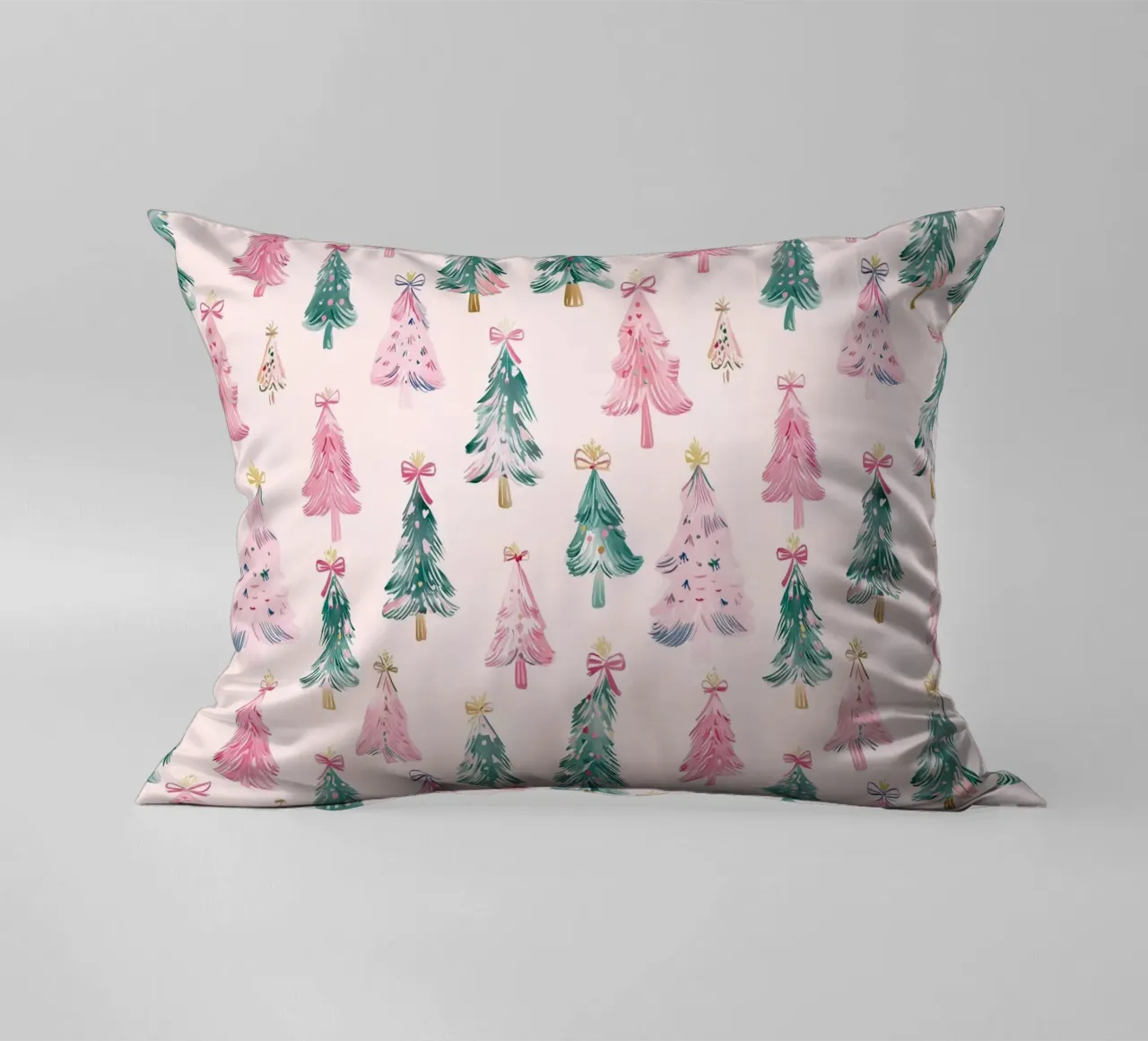 Alberi di Natale rosa con fiocchi rosa Coquette Estetica Y2K cuscino da Gentle Echoes Art