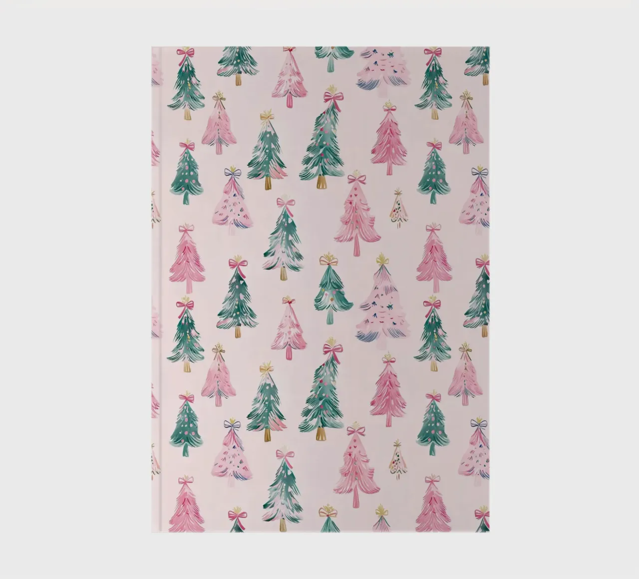 Pink Christmas Trees with Pink Bows Coquette Aesthetic Y2K notebook by Gentle Echoes Art