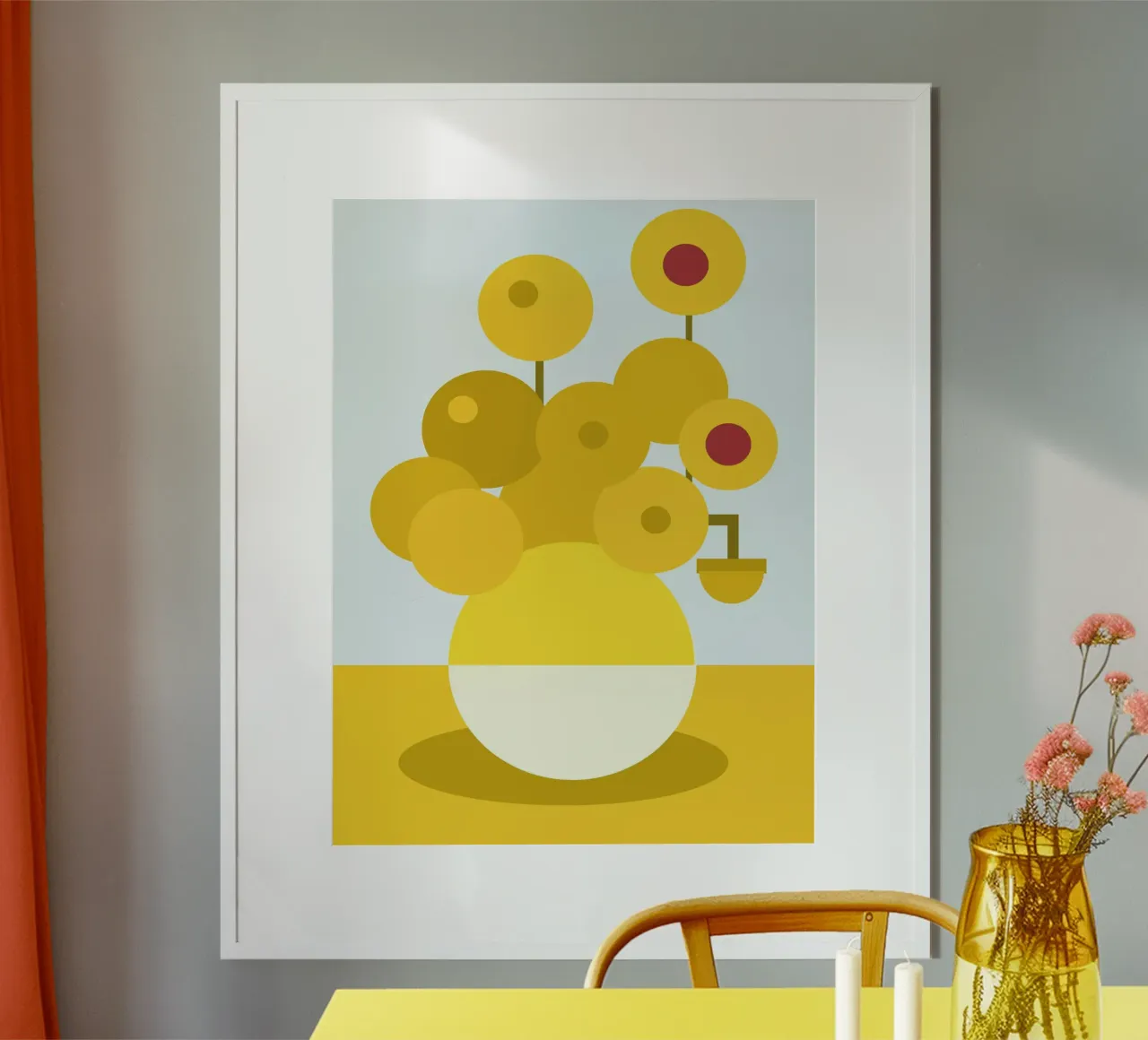 van gogh geometric sunflower vase poster avec cadre en aluminium de edsonramosart