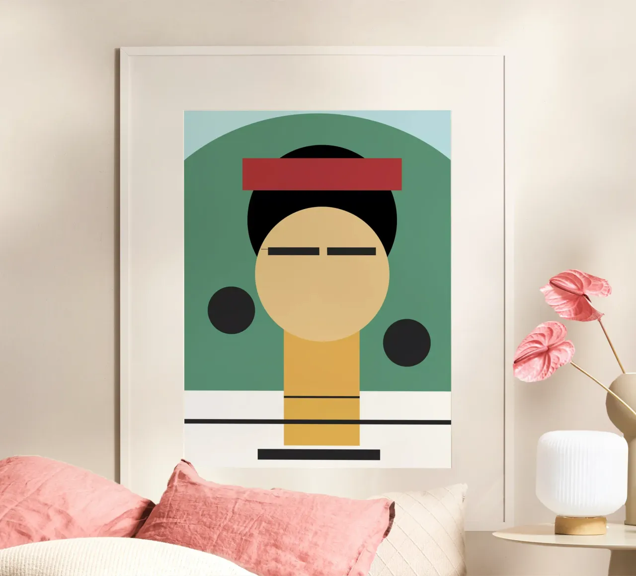 frida kahlo geometric poster con telaio in plastica da edsonramosart