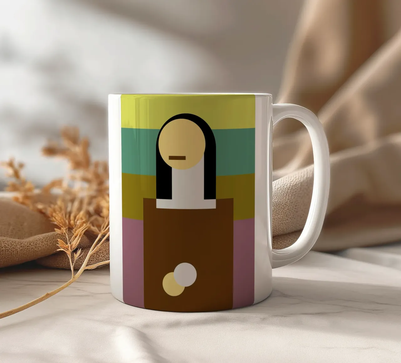 geometric monalisa tazza in ceramica da edsonramosart