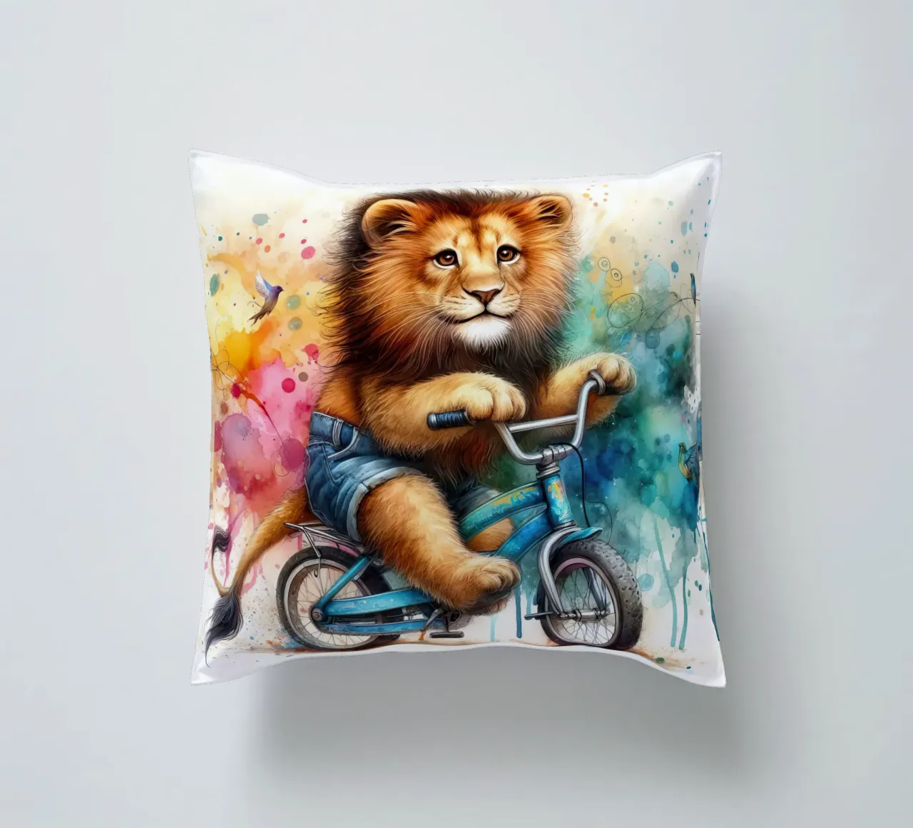 leone in bicicletta cuscino da 🎁 ARTVI-SHOP