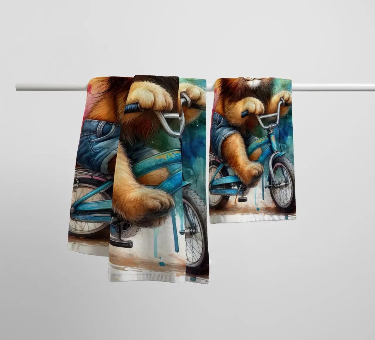 leone in bicicletta asciugamano da bagno da 🎁 ARTVI-SHOP