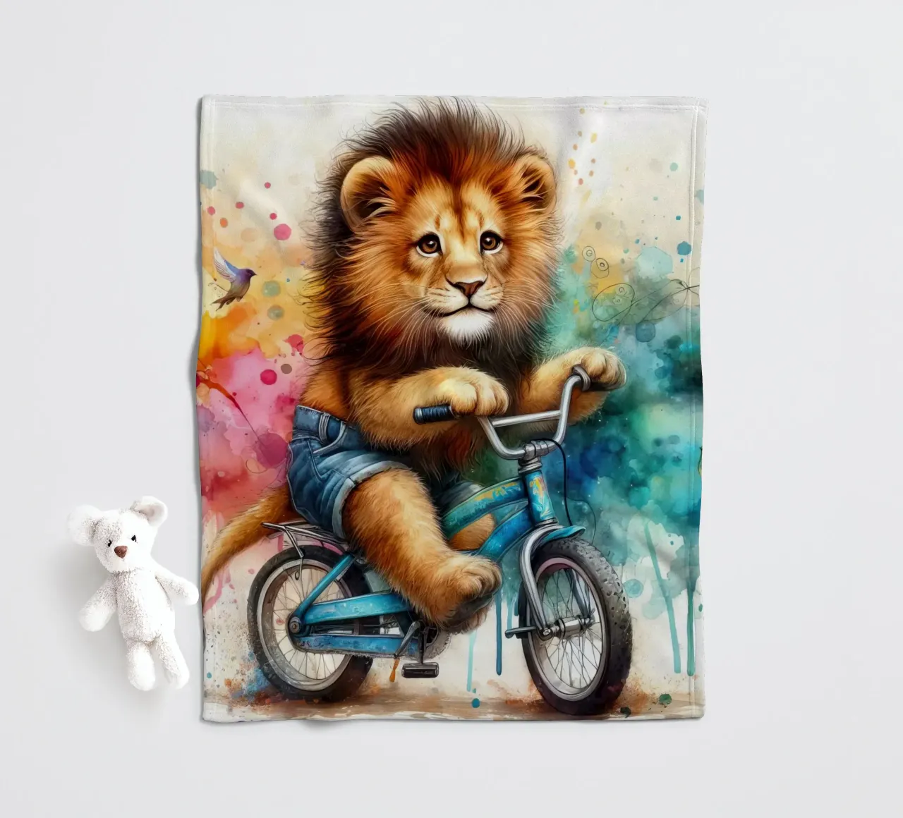 leone in bicicletta coperta in pile da 🎁 ARTVI-SHOP