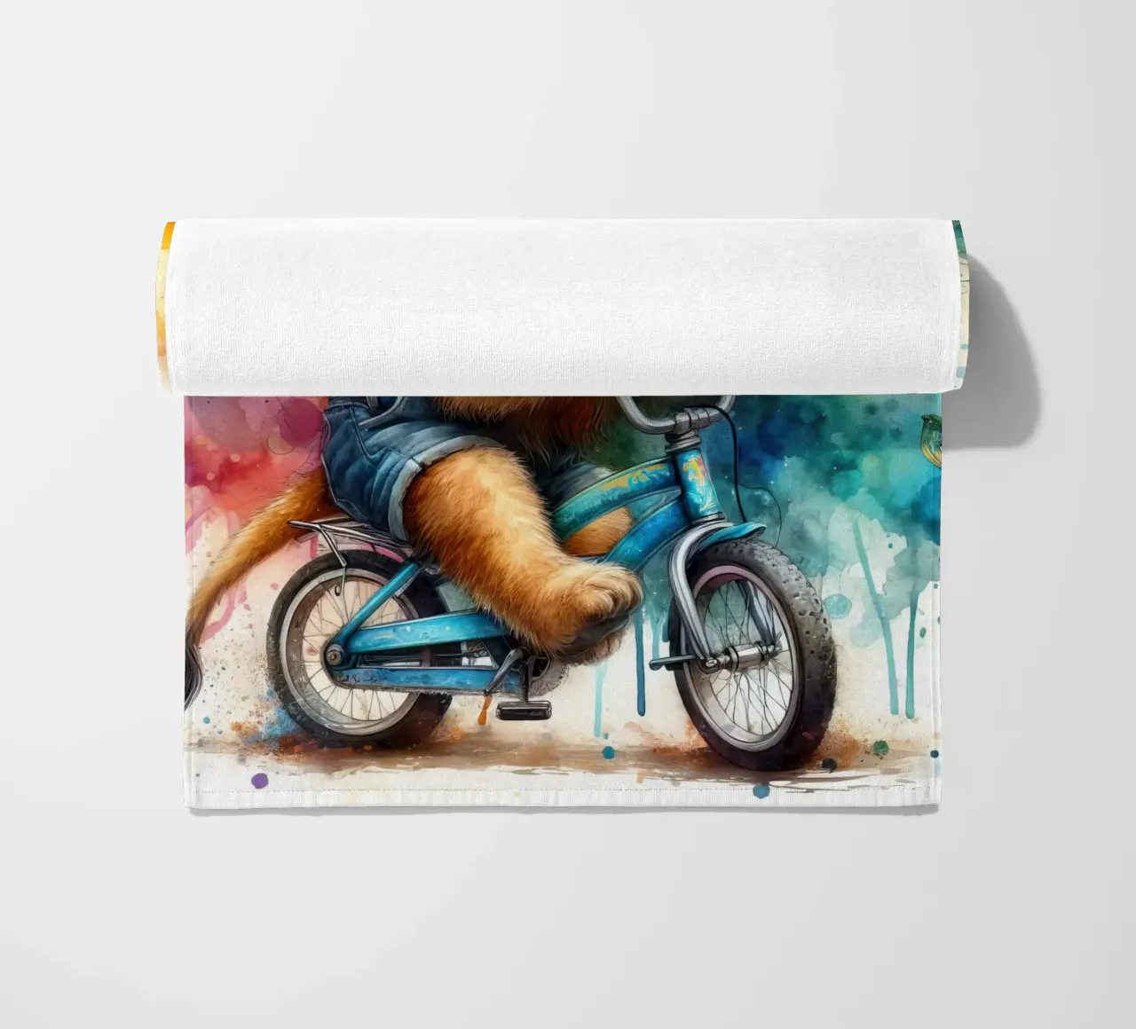leone in bicicletta telo mare da 🎁 ARTVI-SHOP