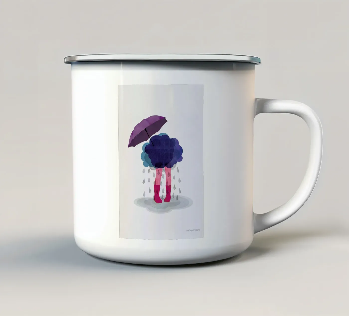 Miserable enamel mug by Mie Frey Damgaard