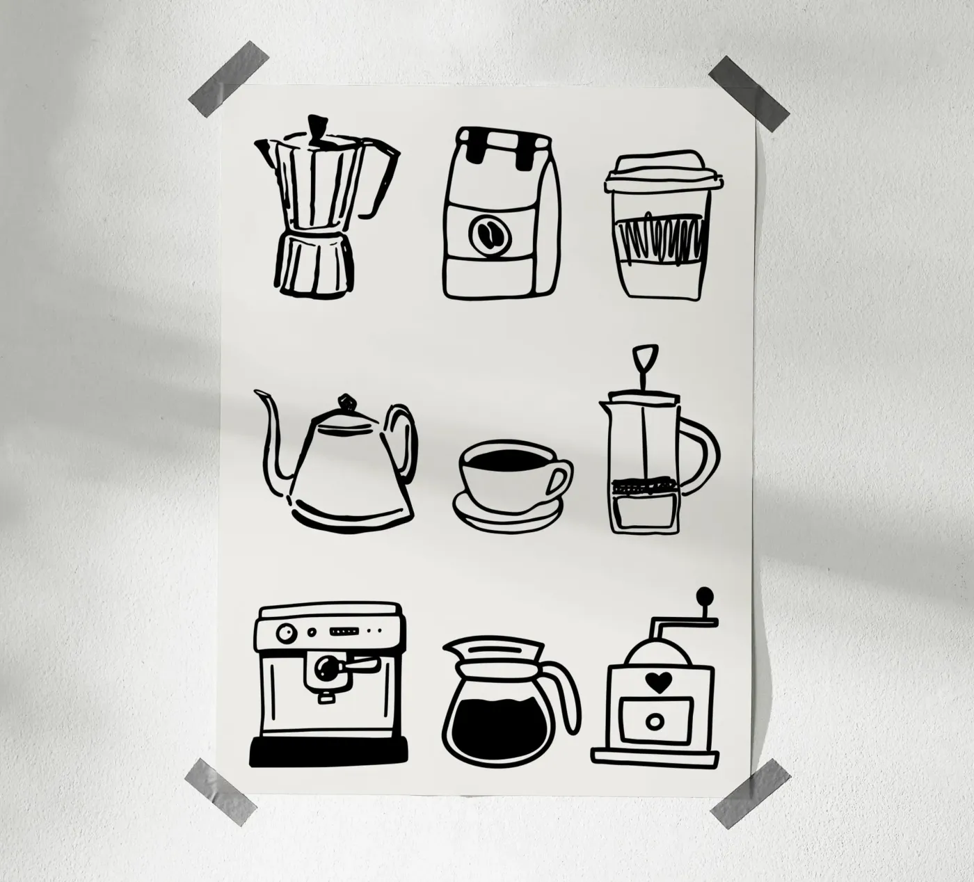 Coffee Doodle Elements Poster von artevvi